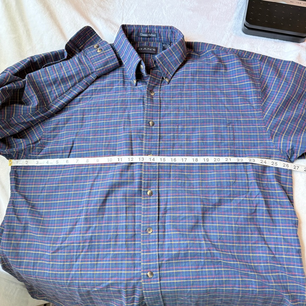 GANT Classic Oxford Men's XL Blue Plaid 100% Cotton Button Down Shirt Preppy - Picture 5 of 11